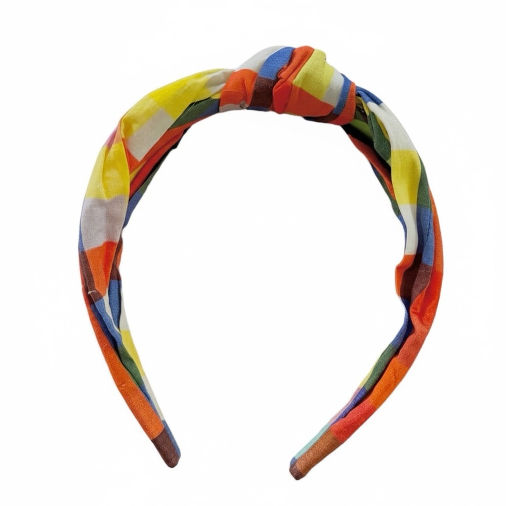 J. Crew Knot Headband in Colorful Rainbow Plaid